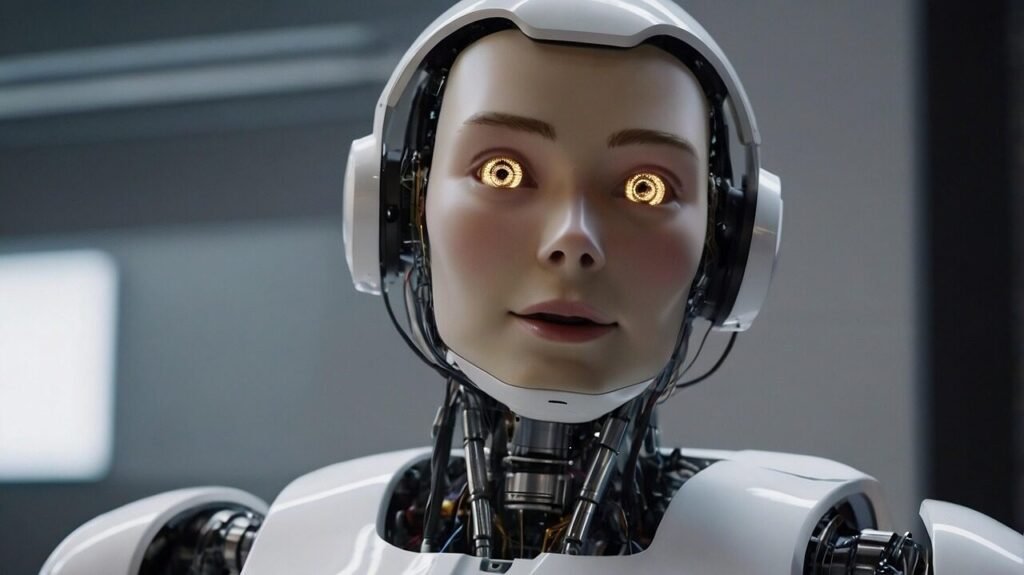 robot, humanoid, technology, high technology, eye, mechanic, advanced, science, innovation, technique, ai, futuristic, machine, circuit, cybernetics, automation, modern, ai is generated